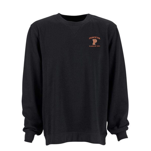 black sweater with striped p logo